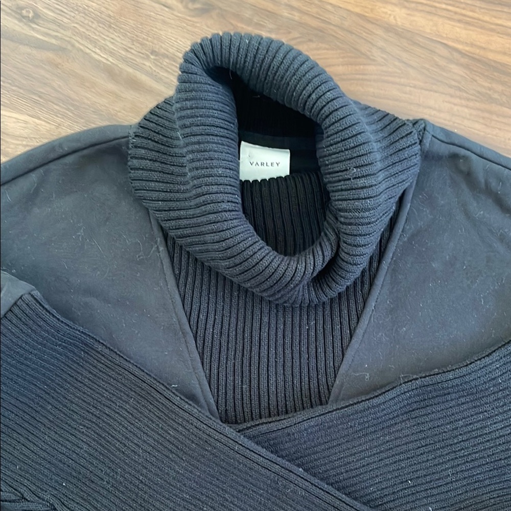 NWOT Varley Black Cavello Longline Sweat Ribbed Turtleneck Sweatshirt/Sweater
